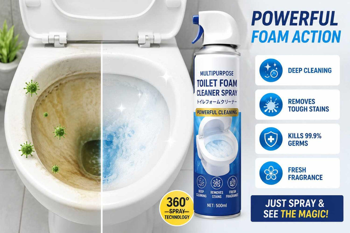 Multipurpose Toilet Foam Cleaning Spray