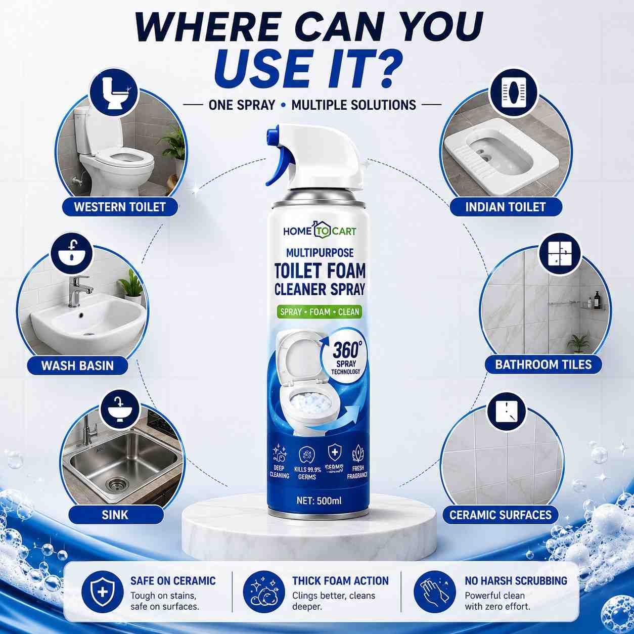 Multipurpose Toilet Foam Cleaning Spray